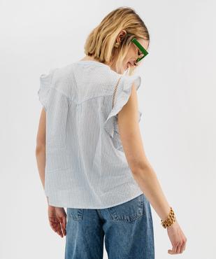 Blouse manches courtes à rayures en gaze de coton femme vue3 - GEMO(FEMME PAP) - GEMO