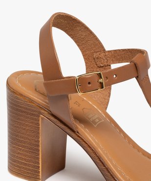 Sandales salomé à talon carré en cuir femme - Tanéo vue6 - TANEO - GEMO
