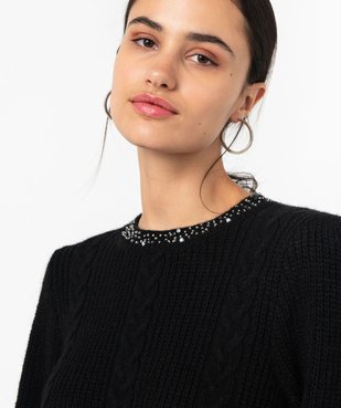 Robe pull avec perles sur le col femme vue2 - GEMO(FEMME PAP) - GEMO