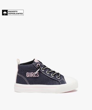 Baskets fille montantes déperlantes pailletée à lacets élastiques  vue1 - GEMO (ENFANT) - GEMO