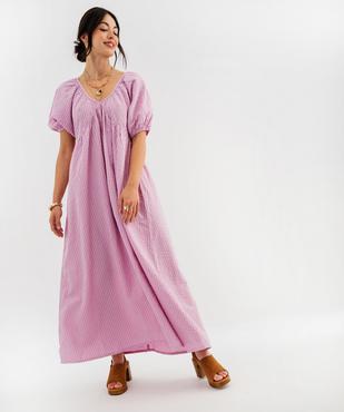 Robe longue ample en coton gaufré femme vue1 - GEMO(FEMME PAP) - GEMO