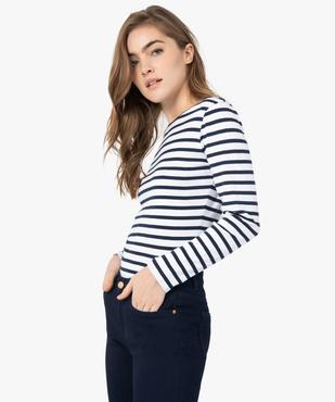 Tee-shirt femme rayé à manches longues vue1 - GEMO(FEMME PAP) - GEMO