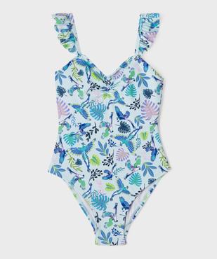 Maillot de bain 1 pièce fleuri à bretelles volantées fille vue1 - GEMO (ENFANT) - GEMO