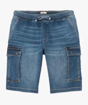 Bermuda en jean homme coupe cargo délavé éco-conçu vue4 - GEMO (HOMME) - GEMO