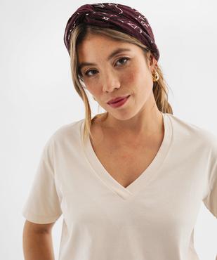 Tee-shirt manches courtes col V uni en coton femme vue2 - GEMO 4G FEMME - GEMO