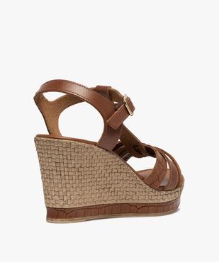 Sandales femme unies à talon compensé et brides croisées vue4 - GEMO(URBAIN) - GEMO