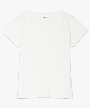 Tee-shirt femme à manches courtes et grand col V vue4 - GEMO(FEMME PAP) - GEMO