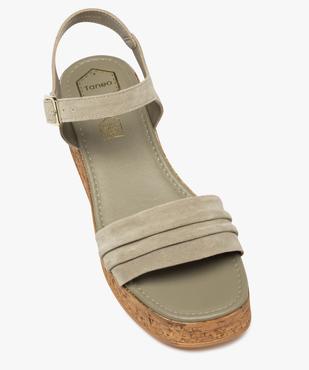 Sandales femme dessus cuir suédé plissé - Tanéo vue5 - TANEO - GEMO