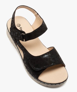 Sandales femme confort en tissu brillant et à scratch vue5 - SANS MARQUE - GEMO