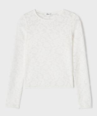 Tee-shirt manches longues en dentelle fille vue1 - GEMO (JUNIOR) - GEMO