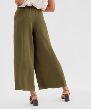 Pantalon large et fluide à taille élastiquée et liens à nouer femme vue3 - GEMO 4G FEMME - GEMO