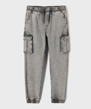 Jean slim cargo en denim extensible délavée garçon vue2 - GEMO 4G GARCON - GEMO