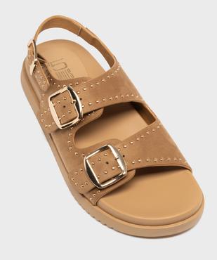 Mules à épaisse semelle en suédine à clous dorés femme vue5 - 5 MILES - GEMO