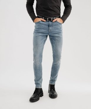 Jean skinny extensible en denim délavé et patiné homme vue1 - GEMO 4G HOMME - GEMO