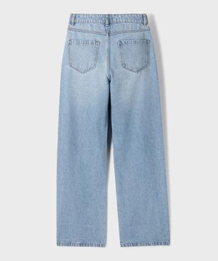 Jean straight en denim délavé à strass fille vue3 - GEMO (JUNIOR) - GEMO