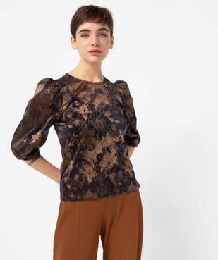 Tee-shirt femme à manches 3/4 en matière scintillante vue5 - GEMO(FEMME PAP) - GEMO