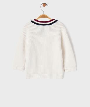 Pull col V en maille de coton bébé garçon  - LuluCastagnette vue3 - LULUCASTAGNETTE - GEMO