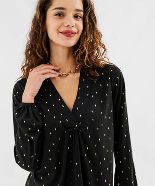 Tee-shirt manches longues imprimé col V fantaisie femme vue2 - GEMO 4G FEMME - GEMO