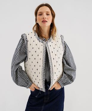 Veste sans manches matelassée à motif fleuri femme vue1 - GEMO 4G FEMME - GEMO