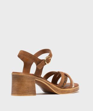Sandales à talon en cuir à brides mixtes femme - Tanéo vue4 - TANEO - GEMO