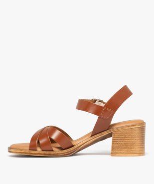 Sandales femme à talon carré avec brides unies  vue3 - GEMO(URBAIN) - GEMO