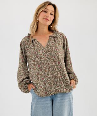 Blouse manches longues en viscose fleurie femme vue1 - GEMO 4G FEMME - GEMO