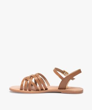 Sandales fille à fines lanières en cuir uni vue3 - GEMO (ENFANT) - GEMO