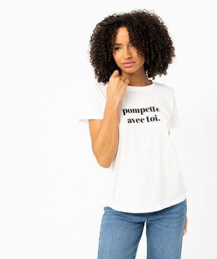 Tee-shirt à manches courtes avec message femme vue7 - GEMO(FEMME PAP) - GEMO