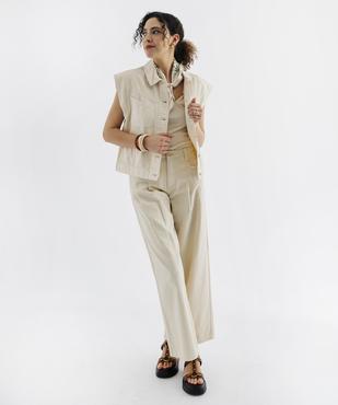 Veste en jean sans manches avec poches asymétriques femme vue4 - GEMO 4G FEMME - GEMO