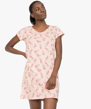 Chemise de nuit imprimée à manches courtes femme vue1 - GEMO 4G FEMME - GEMO