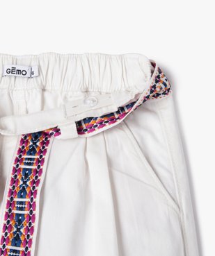 Pantalon large en coton avec ceinture brodée fille vue2 - GEMO 4G FILLE - GEMO
