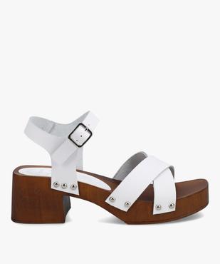 Sandales femme dessus cuir et semelle imitation bois - Tanéo vue1 - TANEO - GEMO