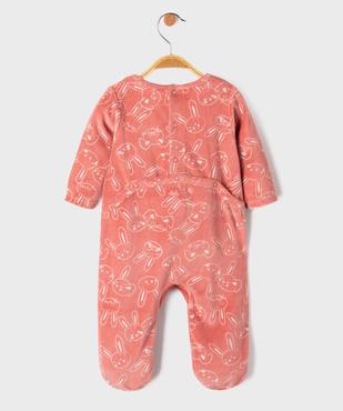 Pyjama en velours à motifs lapins bébé fille vue3 - GEMO 4G BEBE - GEMO