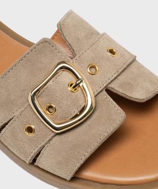 Mules en cuir suédé à bout ouvert femme - Tanéo vue6 - TANEO - GEMO