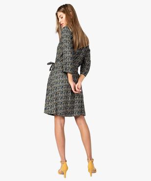 Robe femme cache-cœur à manches 3/4 et motif floral vue3 - GEMO(FEMME PAP) - GEMO