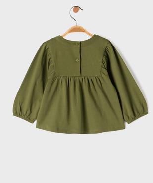 Blouse manches longues en jersey de coton ample et brodé bébé fille vue3 - GEMO(BEBE DEBT) - GEMO
