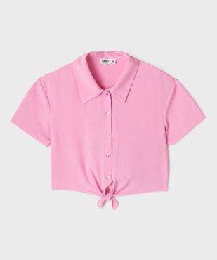 Chemise courte blousante en crêpe froissé fille vue1 - GEMO 4G FILLE - GEMO