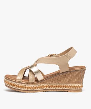 Sandales femme compensées à brides brillantes vue3 - GEMO(URBAIN) - GEMO