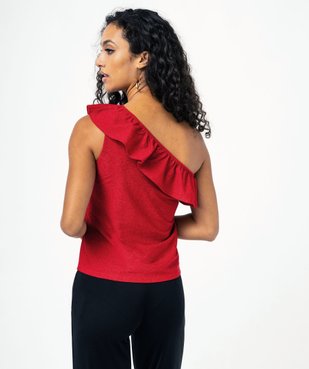 Tee-shirt asymétrique à volant et paillettes femme vue3 - GEMO(FEMME PAP) - GEMO
