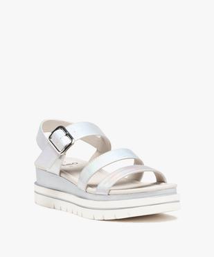 Sandales femme compensées à brides irisées vue2 - GEMO(URBAIN) - GEMO