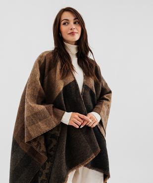Poncho réversible à motif léopard et motif tartan femme vue1 - GEMO (ACCESS) - GEMO