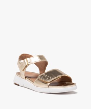 Sandales femme unies à brides métallisées scratch et semelle épaisse vue2 - GEMO (CONFORT) - GEMO