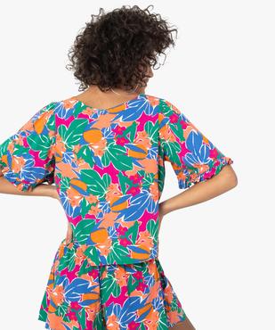Blouse imprimée à manches courtes coupe courte femme vue3 - GEMO 4G FEMME - GEMO