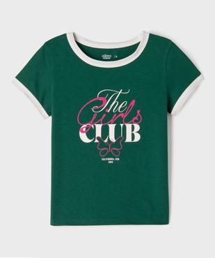 Tee-shirt manches courtes avec inscription colorée fille vue1 - GEMO 4G FILLE - GEMO