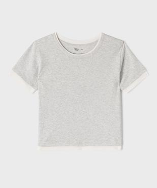 Tee-shirt manches courtes avec finitions contrastantes fille vue1 - GEMO 4G FILLE - GEMO