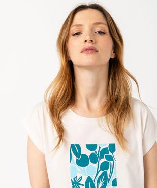Haut de pyjama à manches ultra courtes avec motif fleuri femme vue2 - GEMO 4G FEMME - GEMO