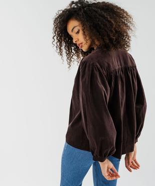 Chemise ample à col victorien en velours milleraies femme vue3 - GEMO(FEMME PAP) - GEMO