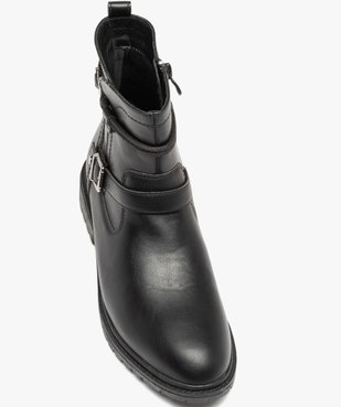 Boots femme unies à brides décoratives et talon large vue6 - GEMO (CASUAL) - GEMO
