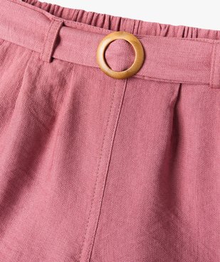 Short en viscose avec ceinture à boucle fille vue2 - GEMO (ENFANT) - GEMO