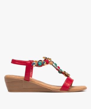 Sandales compensées à brides avec perles et rubans femme - Valentina Baldano vue1 - VALENTINA BALDA - GEMO